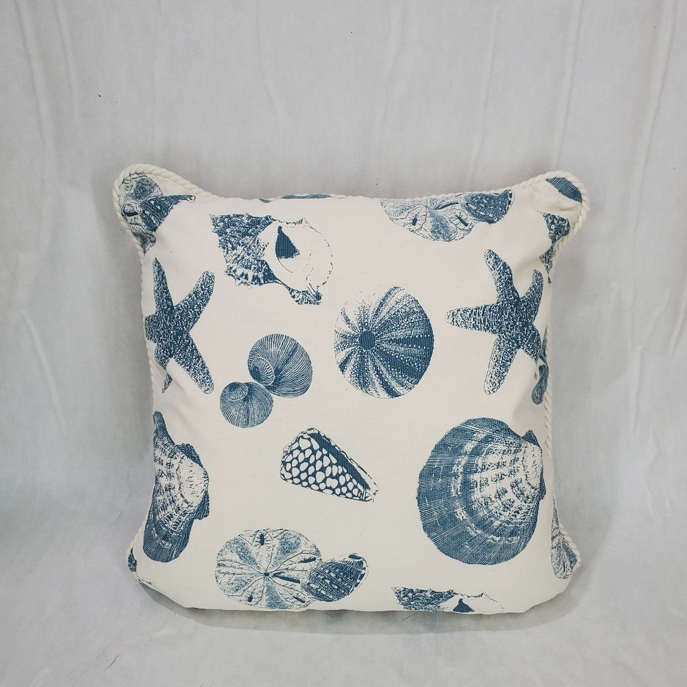 NWT Stratford Beach House Shell Coastal Canvas Down Filled Nautical Decor Pillow